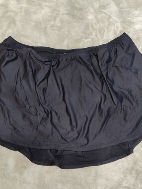 Black Swim Bottoms With Attached Skirt.